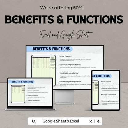 Office Supplies Budget Template | Office Expense Tracker | Budget Spreadsheet | Excel & Google Sheets
