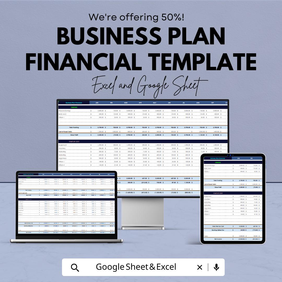 Business Plan Financial Template | Budget Planner | Financial Forecast Spreadsheet | Small Business Finance Planner