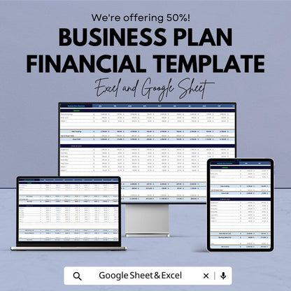Business Plan Financial Template | Budget Planner | Financial Forecast Spreadsheet | Small Business Finance Planner