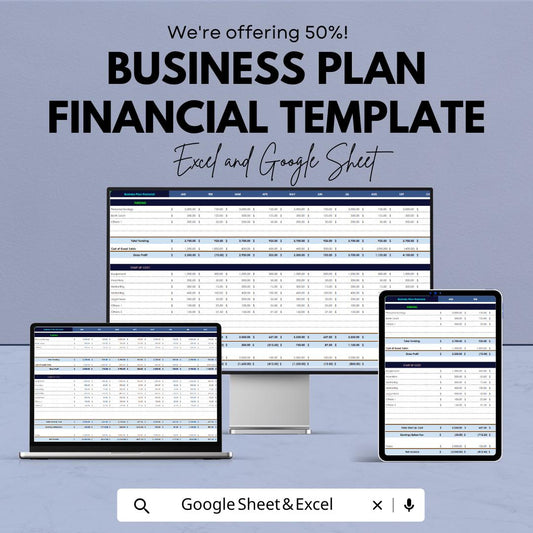 Business Plan Financial Template | Budget Planner | Financial Forecast Spreadsheet | Small Business Finance Planner