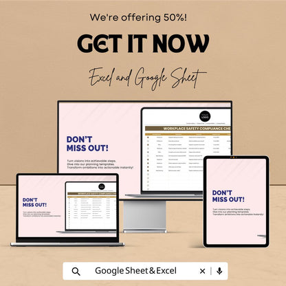 Workplace Safety Checklist HR Template, Safety Compliance Tracker, HR Safety Audit Sheet, OSHA Checklist, Excel & Google Sheets
