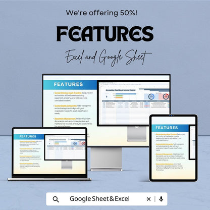 Accounting Fixed Asset Internal Control Template | Asset Tracking & Compliance Sheet |  Internal Control Checklist | Audit Tool