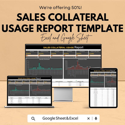 Sales Collateral Usage Report Template | Marketing Material Tracking Tool | Usage Analysis and ROI Report