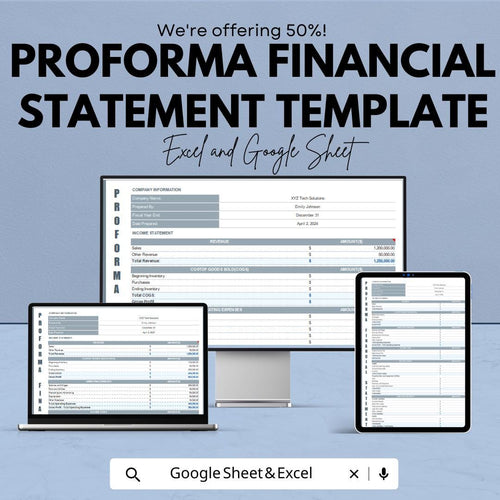 Proforma Financial Statement Template | Financial Projection Template | Business Finance Planner