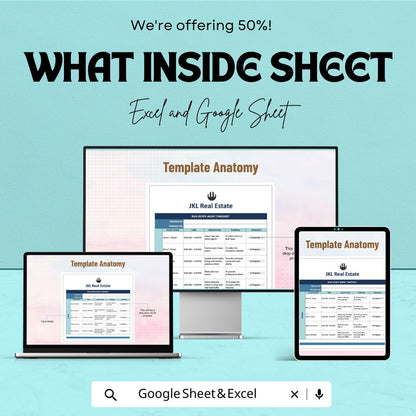 Real Estate Agent Timesheet - Excel & Google Sheets | Track Work Hours, Appointments, and Tasks | Customizable Template