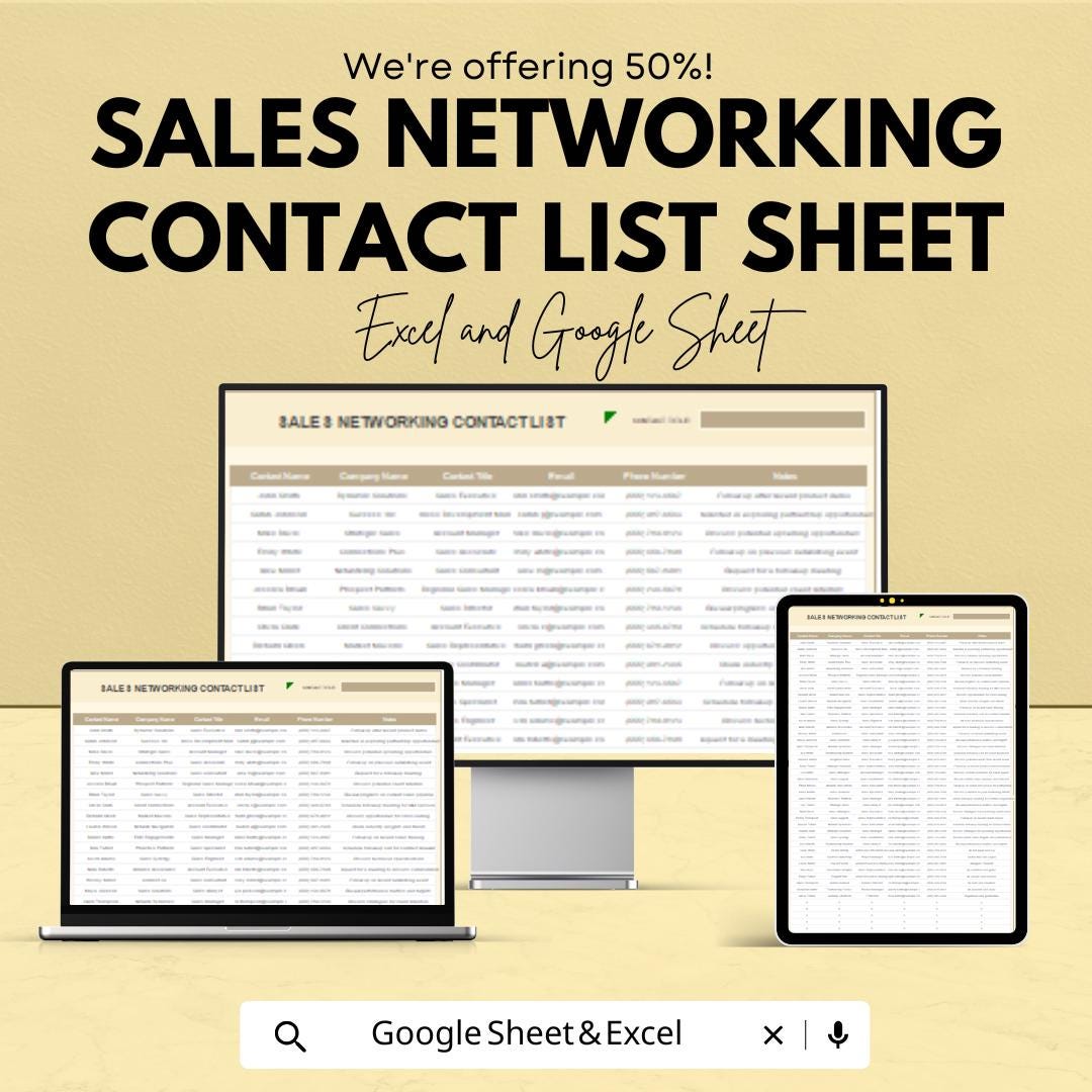 Sales Contact List & CRM Tracker | Excel & Sheets