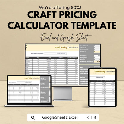 Craft Pricing Calculator Template | Product Pricing Spreadsheet | Handmade Business Pricing Tool | Cost Calculator Template