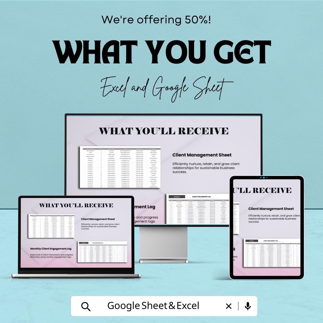 Sales Client Engagement Metrics Template | Client Interaction Tracker | Sales Analytics Dashboard | Excel & Google Sheets