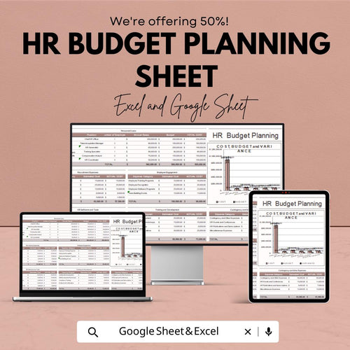 HR Budget Planning Template | Excel & Google Sheets | 50% Off | Workforce Budget Tracker