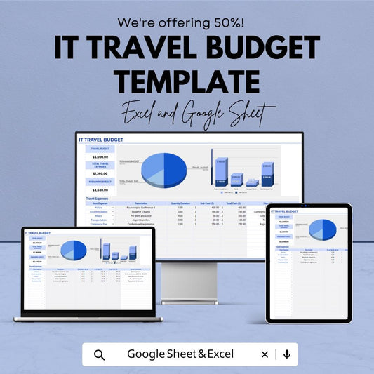 IT Travel Budget Template, Excel & Google Sheets, Business Trip Expense Tracker, Corporate Travel Planner, Travel Cost Spreadsheet