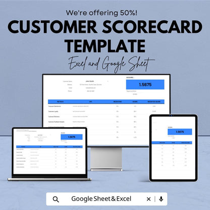 Customer Scorecard Template | Customer Satisfaction Tracker | KPI Dashboard | Performance Scorecard | Client Evaluation Tool