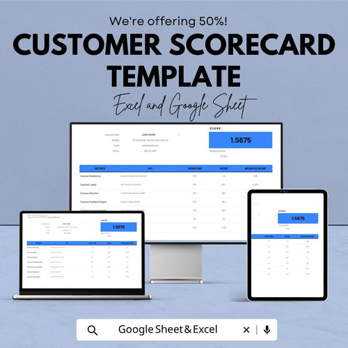 Customer Scorecard Template | Customer Satisfaction Tracker | KPI Dashboard | Performance Scorecard | Client Evaluation Tool