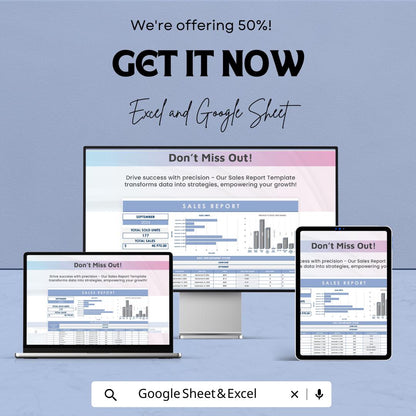 Sales Report Template | Sales Dashboard Google Sheets | Monthly Sales Tracker | Product Performance Report | Sales Analysis Spreadsheet |