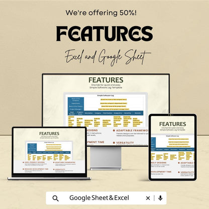 Simple Software Log Template | Excel & Google Sheets | Bug Tracker | Project Management Spreadsheet | Issue Tracking Log | Digital Download