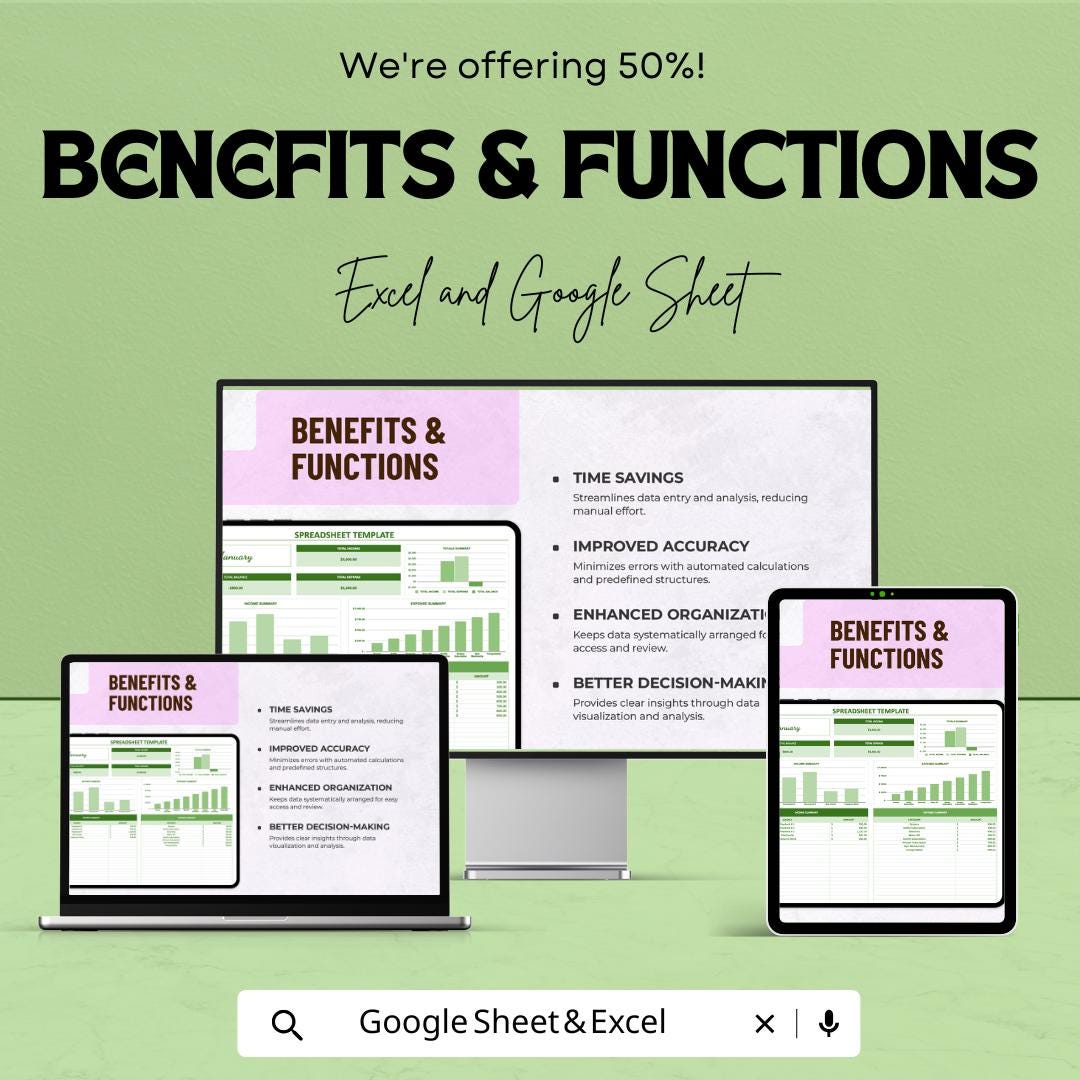 Monthly Budget Spreadsheet Template | Income and Expense Tracker | Google Sheets and Excel Template | Finance Tracker | Budget Planner Sheet