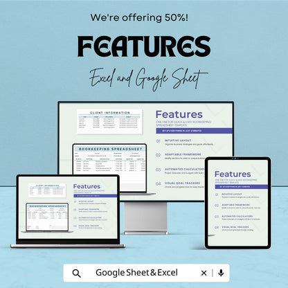 Bookkeeping Spreadsheet Template | Small Business Bookkeeping | Client Tracker | Invoice Tracker | Finance Spreadsheet | Accounting Template