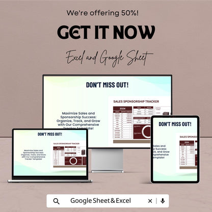 Sales Sponsorship Tracker Template | Excel and Google Sheets Sponsorship Management Dashboard | Revenue & Sales Tracker