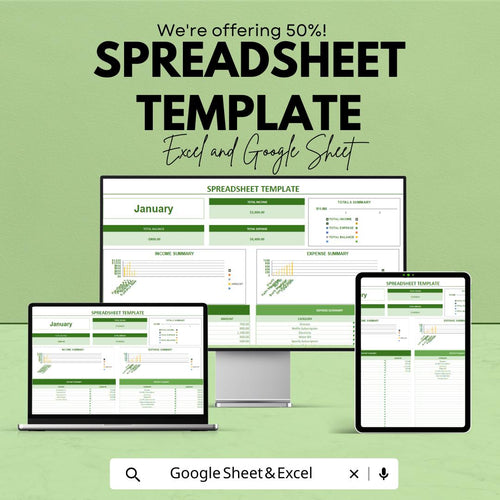 Monthly Budget Spreadsheet Template | Income and Expense Tracker | Google Sheets and Excel Template | Finance Tracker | Budget Planner Sheet