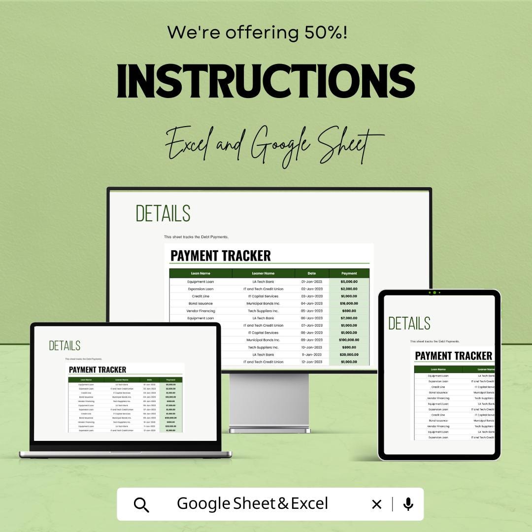 IT Debt Management Sheet Template | IT Debt Reporting Tool | Business Debt Organizer | Payment Tracking Spreadsheet