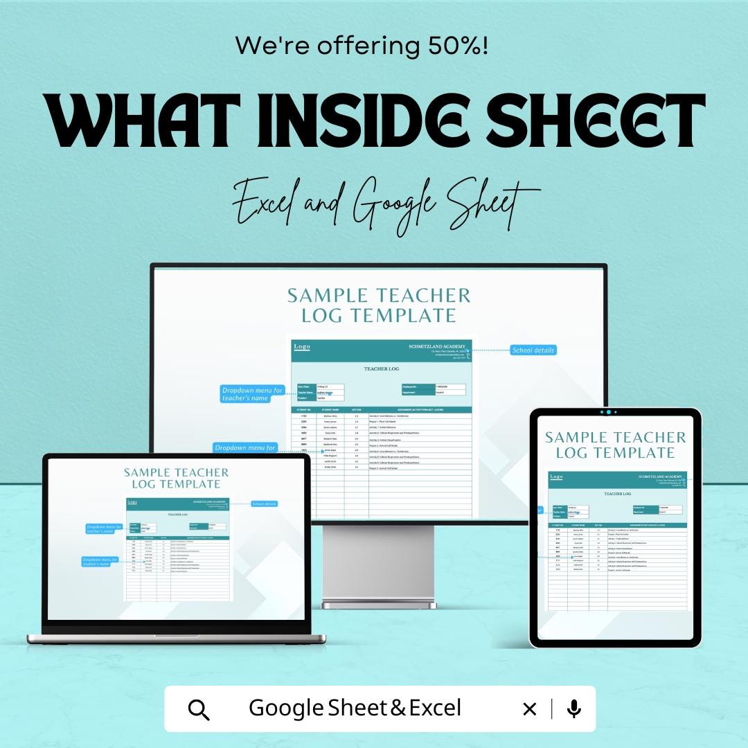 Sample Teacher Log Sheet - Excel & Google Sheets Template for Lesson Planning and Student Tracking
