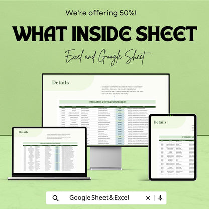 IT Research & Development Budget Template | IT R and D Budget Spreadsheet | Technology Innovation Finance Tool