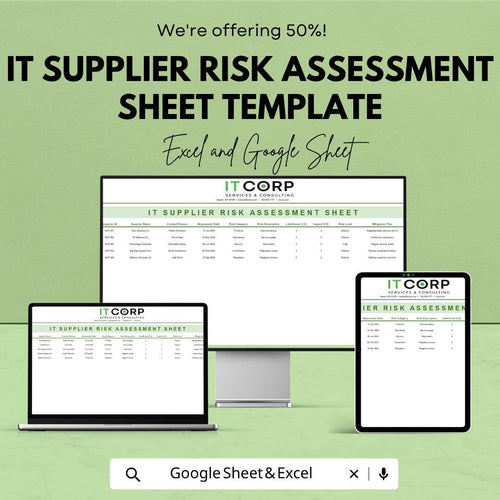 IT Supplier Risk Assessment Template | Vendor Risk Management | Supplier Evaluation Sheet | Compliance Tracker
