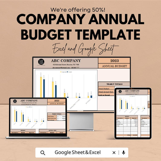Company Annual Budget Template | Excel & Google Sheets | Business Budget Planner | Financial Planning Spreadsheet