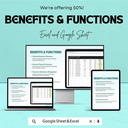 Timesheet Dashboard - Employee Timesheet Tracker - Google Sheet Template - Time Management Dashboard - Task & Project Tracking Sheet