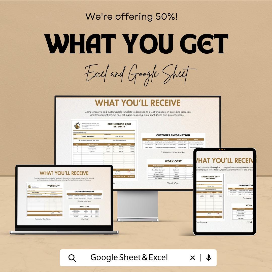 Engineering Cost Estimate Template | Excel & Sheets