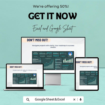 Project Management Dashboard Template | KPI Dashboard | Task and Timeline Tracker | Project Overview Template