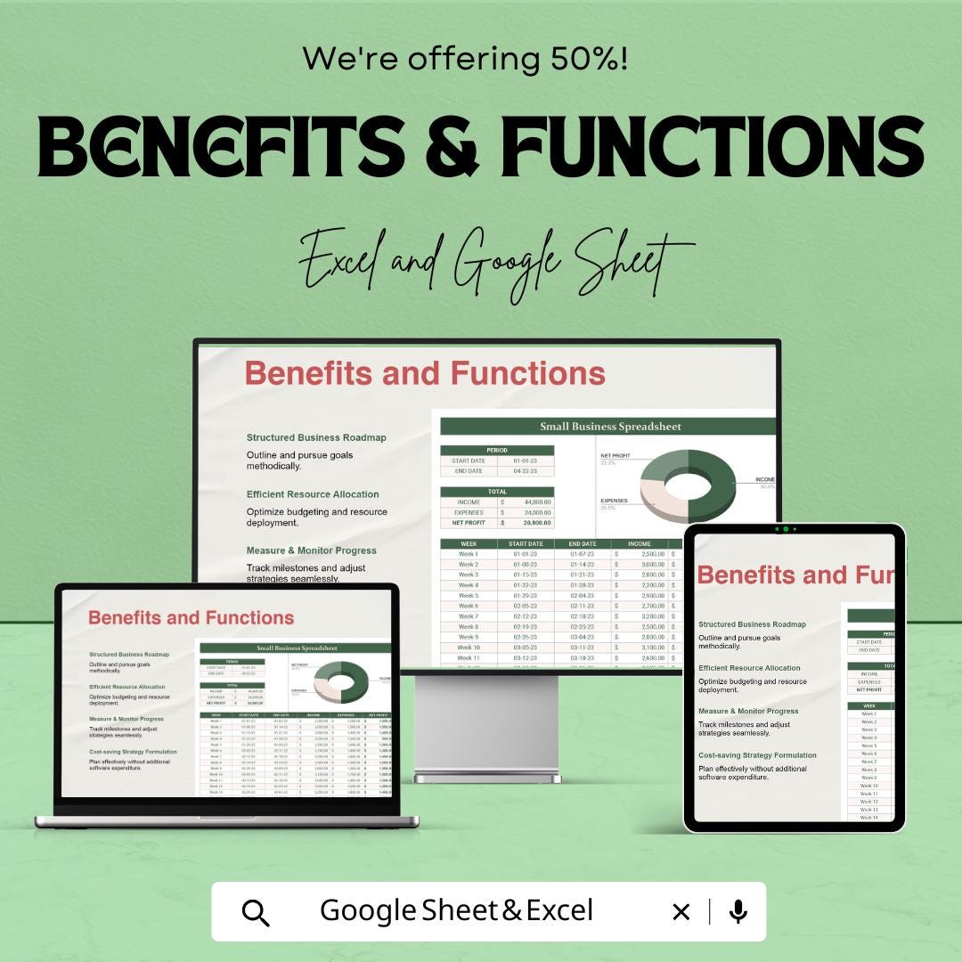 Small Business Spreadsheet Template | Business Finance Tracker | Profit and Expense Log | Small Biz Budget Sheet