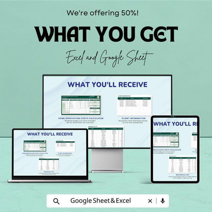 Home Renovation Costs Calculator Excel and Google Sheet | Budget Planner for Construction Projects | Track Material & Labor Costs