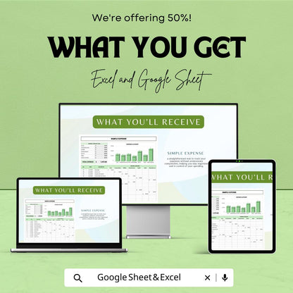 Simple Expense Tracker Sheet | Budget Planner Excel & Google Sheet | Monthly Finance Tracker | Digital Expense Log
