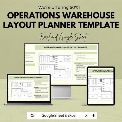 Operations Warehouse Layout Planner Template | Warehouse Floor Plan | Space Optimization Tool | Operations Management