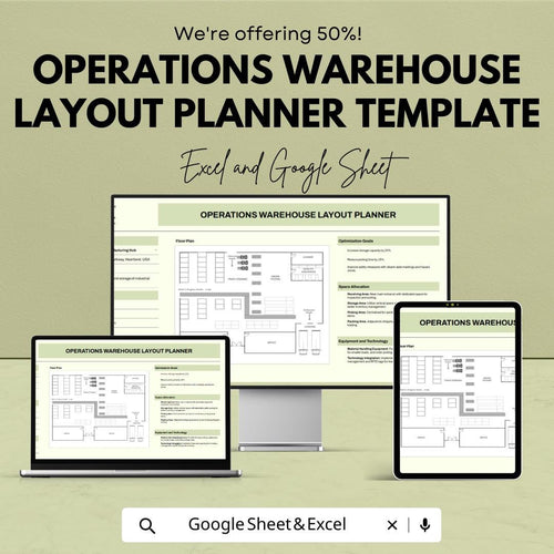 Operations Warehouse Layout Planner Template | Warehouse Floor Plan | Space Optimization Tool | Operations Management