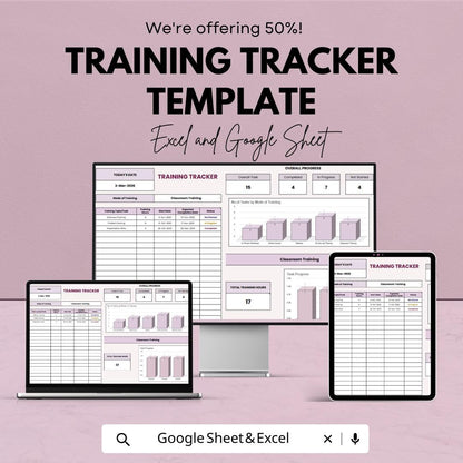 Training Tracker Template Excel & Google Sheets | Employee Training Log | Staff Progress Dashboard | Training Management Spreadsheet
