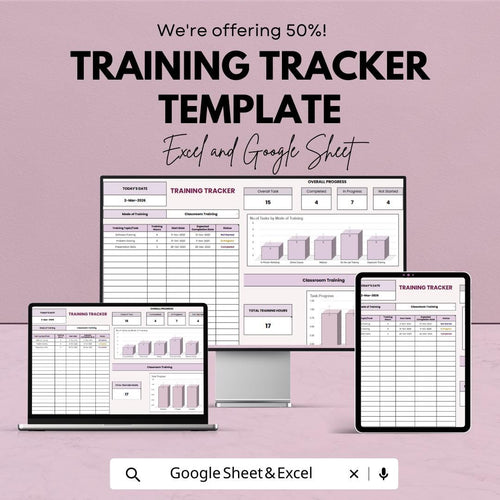 Training Tracker Template Excel & Google Sheets | Employee Training Log | Staff Progress Dashboard | Training Management Spreadsheet