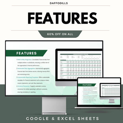 Consolidated Financial Reporting Template, Financial Statement Spreadsheet, Business Finance Report, Google Sheets Excel