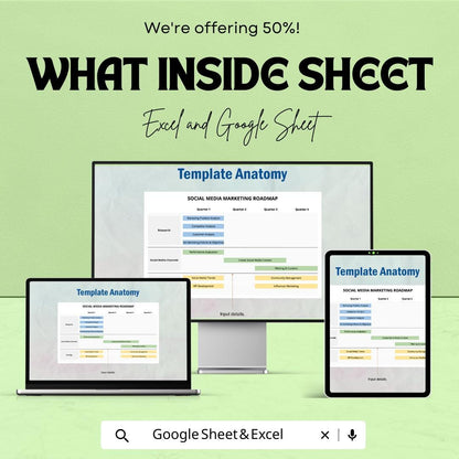 Social Media Marketing Roadmap | Excel & Sheets