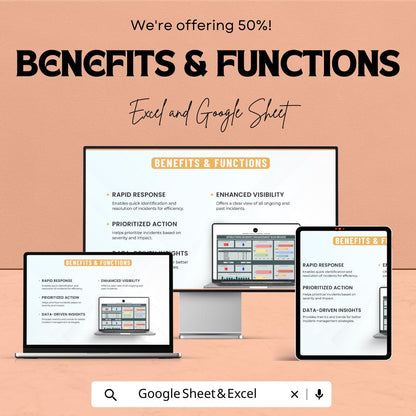 Incident Management Dashboard | Excel & Google Sheets | Operations Log Tracker | Incident Report Sheet | Real-Time Metrics Template