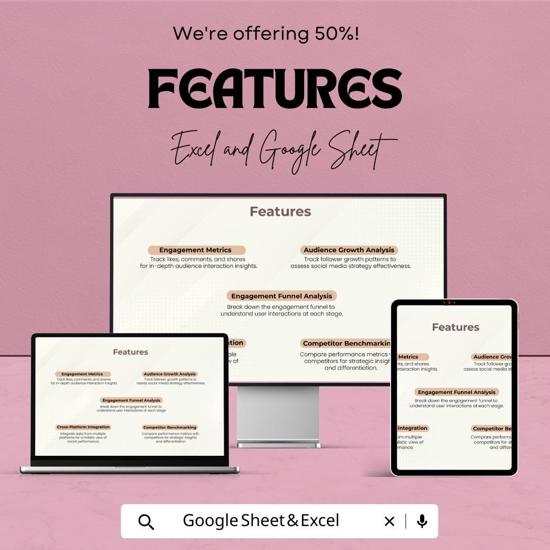Social Media Analysis Template | Social Media Performance Tracker | Engagement & Growth Analytics Tool