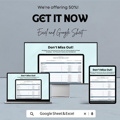 Startup Balance Sheet – Editable Google Sheet & Excel Template | Business Financial Statement | Asset Liability Equity Tracker