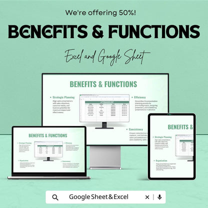 Sales Presentation Topic Planner Sheet – Excel and Google Sheets | Sales Presentation Organizer | Topic Brainstorming & Scheduling Template