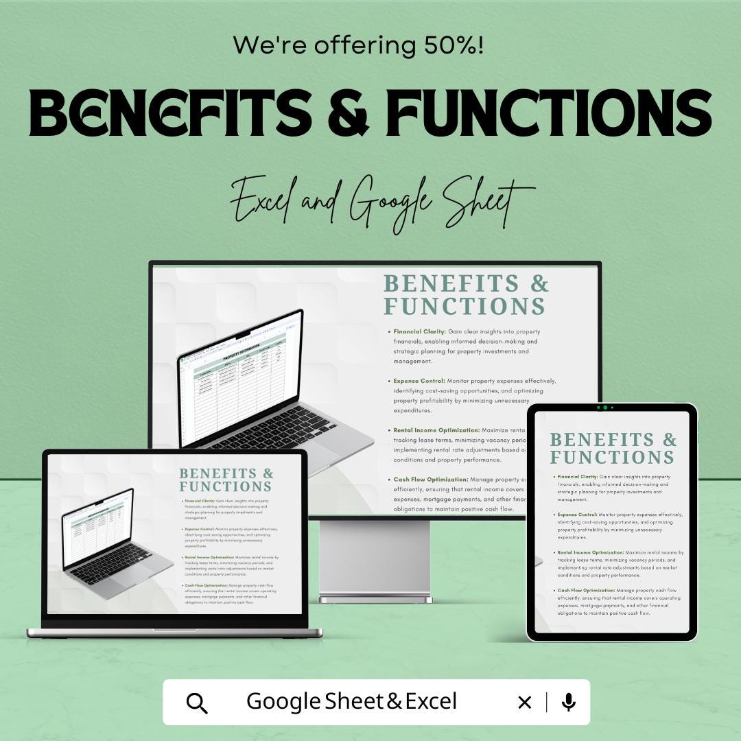 Real Estate Accounting Template | Property Management Finance Tracker | Excel and Google Sheets | Rental Income & Expense Spreadsheet