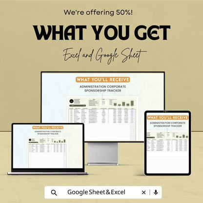 Corporate Sponsorship Tracker Template | Administration Sponsorship Management Spreadsheet | Excel & Google Sheets