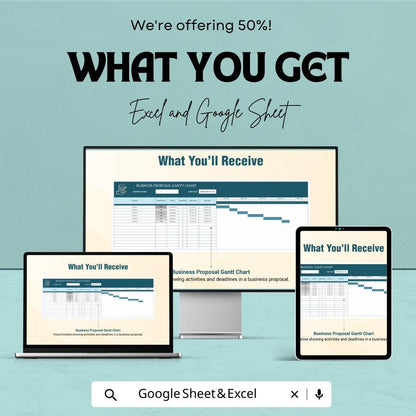 Business Proposal Gantt Chart Template | Excel & Google Sheets Project Timeline Planner | Editable Proposal Schedule Tracker