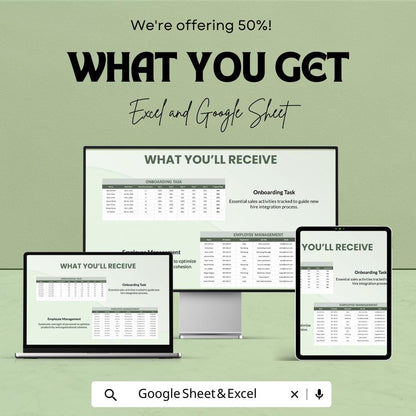 Sales New Hire Onboarding Progress Dashboard Template | Employee Training Tracker | HR Performance Dashboard | Excel & Google Sheet | Team