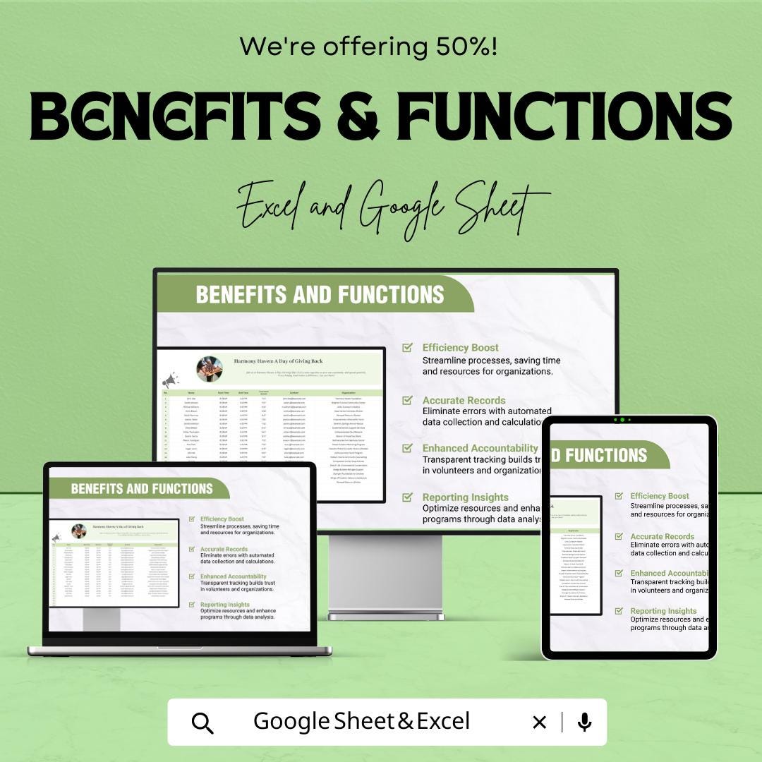 Community Service Hours Sign In Sheet Template, Volunteer Hours Tracker, Attendance Log, Nonprofit Sign-In Sheet