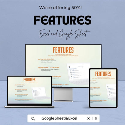 Smart Goals Template for Middle School Students | Goal Setting Worksheet | Academic Planner | Student Progress Tracker