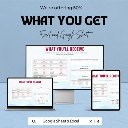 Printable Property Management Template | Rental Property Tracker Spreadsheet | Landlord Management Sheet | Excel & Google Sheets |